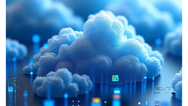 Microsoft Azure logo with abstract data center visualization.