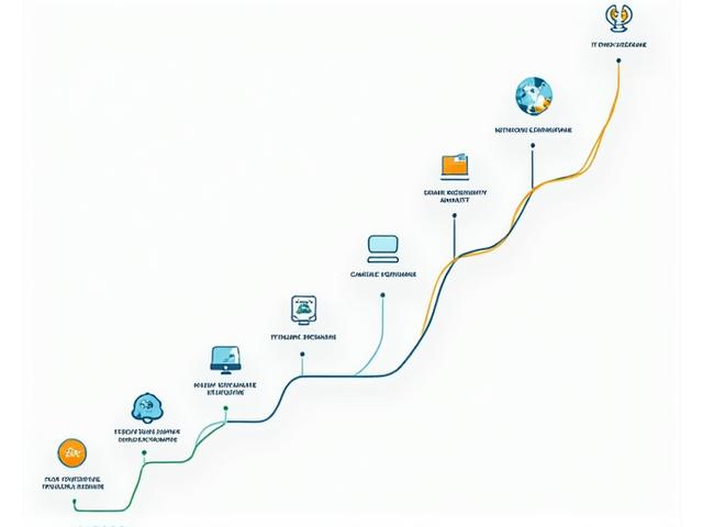 A visually engaging infographic or roadmap illustrating clear career progression paths from IT support to various specialized IT roles like network admin, cybersecurity analyst, and cloud engineer with connecting lines and icons.